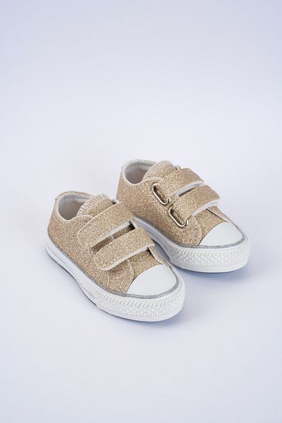 KATEYLER Gold Glitter Velcro Lighted Orthopedic Girls' Sports Shoes, Girls' Casual Shoes 21-30 Lighted