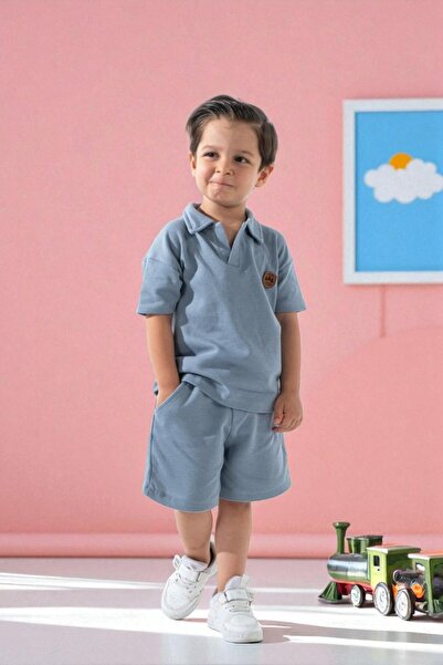 DOLCE KİDS Children's Summer Shorts Boys' Two-Piece Set Polo Neck Bottom Top Set