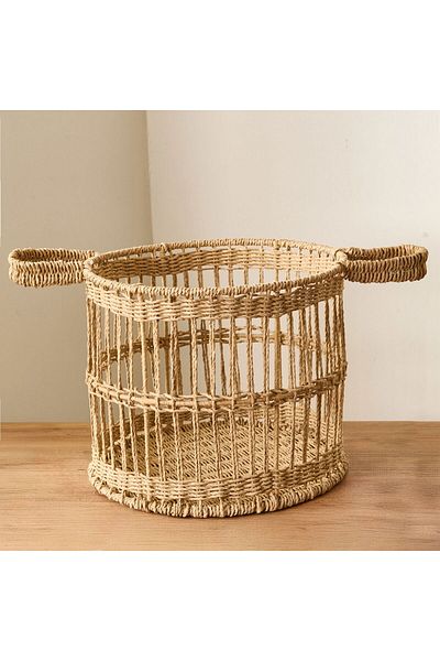 MATMEL Living Lime Cello Decorative Basket - Beige - 30X25 cm