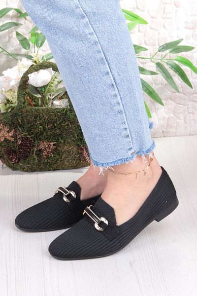 fort 5058 Knitwear Buckle Detailed Stylish Comfortable Women's Ballerinas