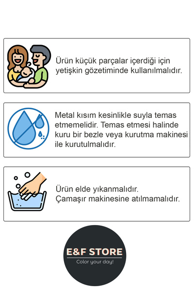 e&f Store Sertifikalı Pamuklu Emzik Askısı - Kahverengi - Bebek Emzik Zinciri