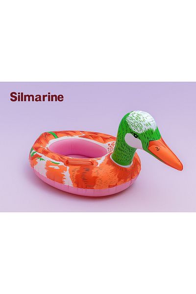 Silmaril BABYBOAT 0-6 سنوات 75 سم يمكن الجلوس على شكل بطة مع مقبض للأطفال (الرضع) حمام سباحة صيفي