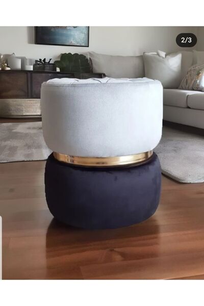 ART HEDİYE Modern Kapitoneli Puf Babby Face Leke Tutmaz Silinebilir Gri Kadif...