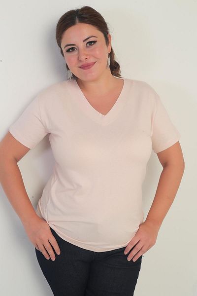 By Saygı Bluză de damă cu decolteu în V din Lycra Plus Size