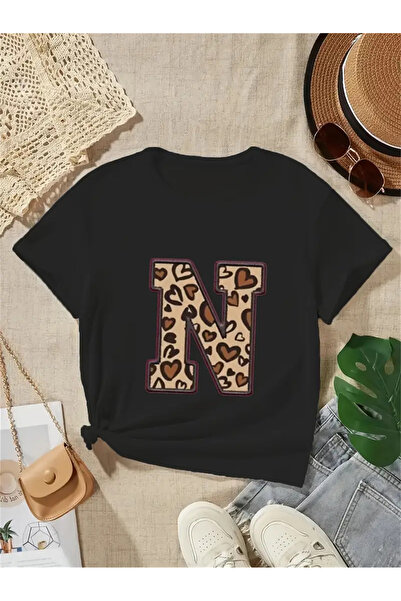 SVART WEAR Γραφικό μπλουζάκι για κορίτσια με γράμματα «Ν» με τύπωμα