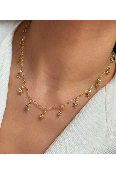 AychaAksesuar Steel Minimal Multi-Star Short Necklace