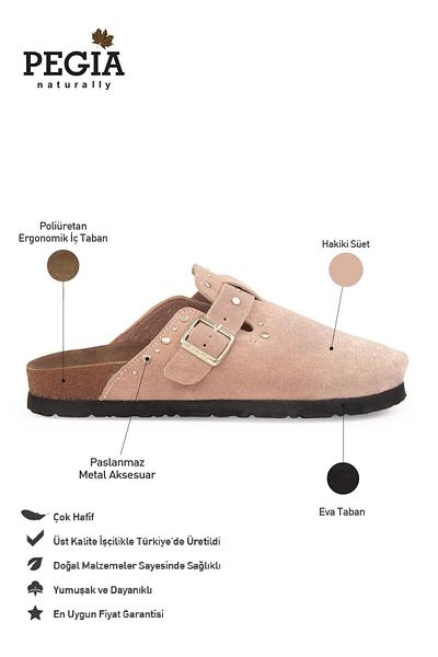 Pegia Women's Genuine Suede Sabo Slippers 215542