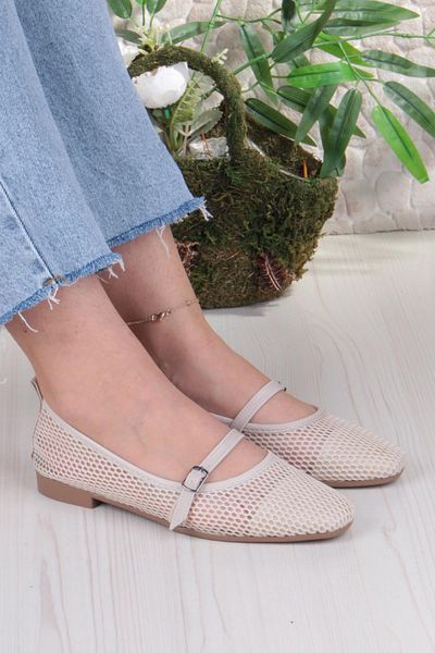 fort 402 Ceyn Mesh Knitwear Buckle Detailed Stylish Home Business Office Comfortable Daily Shoes Women's Ballerinas