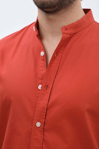 SHIRTSPRO shirtpro oxford regular fit short sleeve mao collar shirt picante color