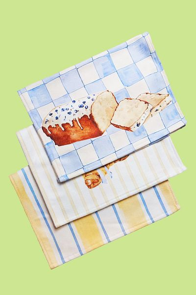 Alseko Concept Bread & Croissant Pattern, Decorative Kitchen Oven Towel, 3 Pieces 35X50Cm Cotton Towels