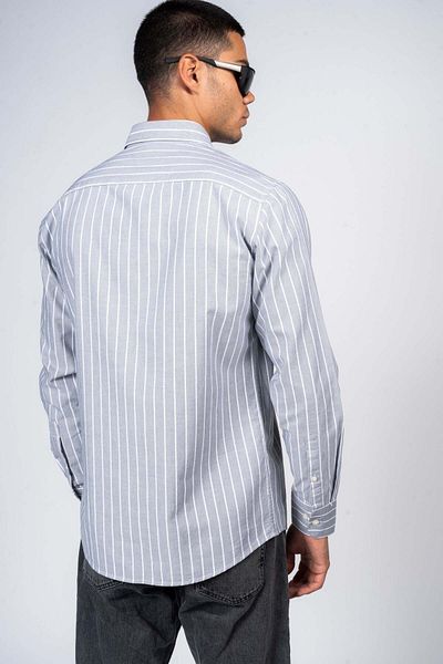 SHIRTSPRO dnm united smart fit long sleeve button down shirt grey stripes