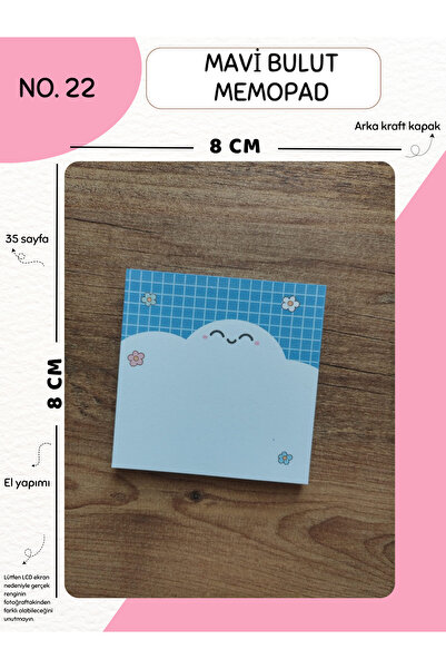 Else Craft Mavi Bulut Memopad - No. 22 - Ders Çalışma Mini Not Kağıdı