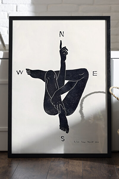 Duvarda Poster înrămat cu lemn negru Lost In World, pictură decorativă abstra...