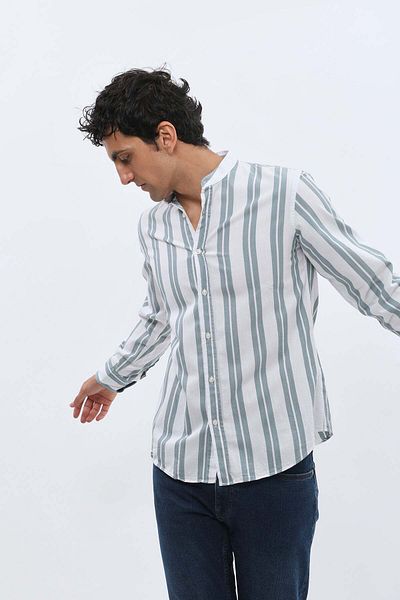 SHIRTSPRO shirtpro oxford regular fit long sleeve button down collar shirt in petrol color with stripes