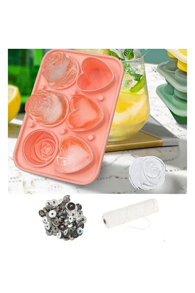 adin tasarım Rose Mold Candle Mold 6Pcs + Candle Wick Holder 20Pcs + Candle Wick 2m Candle Making Set Candle Container