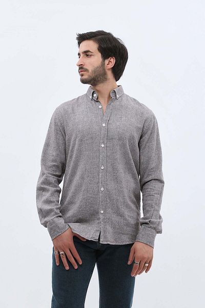 SHIRTSPRO shirtpro regular fit long sleeve button down collar shirt brown color