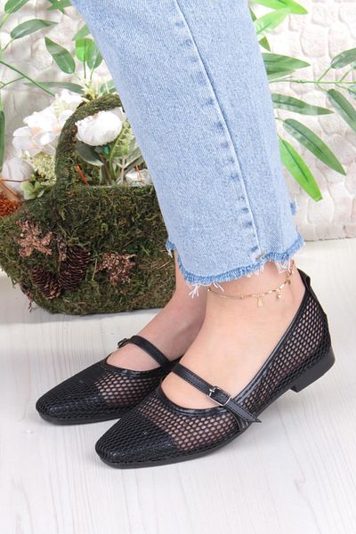 fort 402 Ceyn Mesh Knitwear Buckle Detailed Stylish Home Business Office Comfortable Daily Shoes Women's Ballerinas