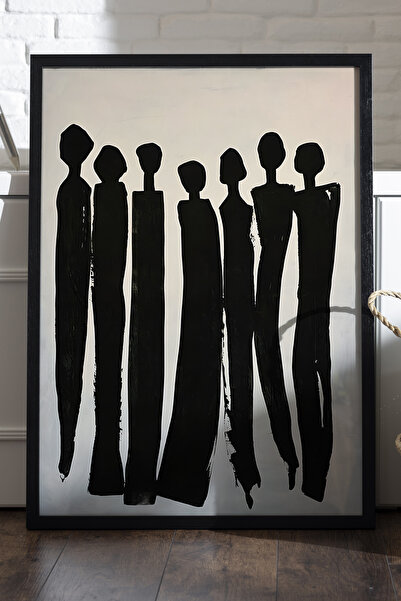 Duvarda Poster cu ramă din lemn negru Shadow Line, pictură decorativă abstrac...