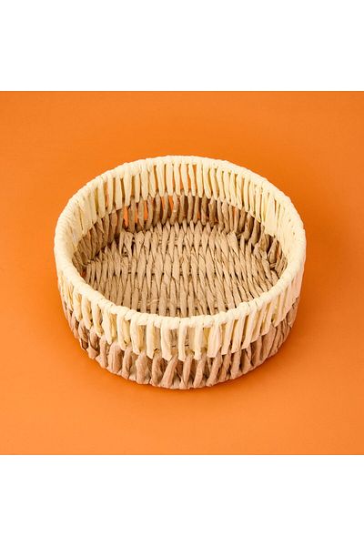 MATMEL Living Palm Breeze Large Decorative Basket - Beige / White - 25X10 cm