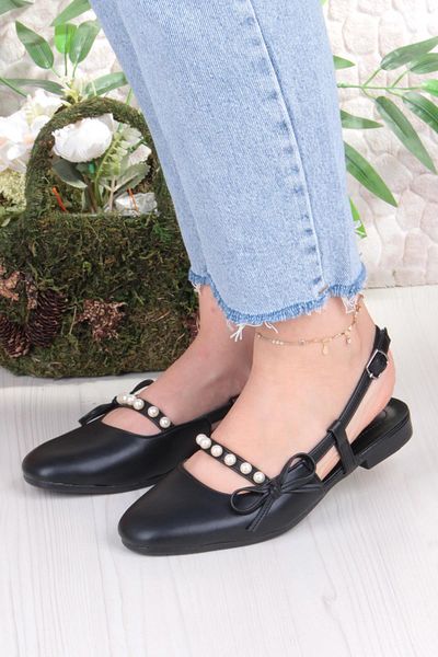 fort 251 Ceyn Pearl Buckle Detailed Stylish Home Business Office Comfortable Daily Shoes Women's Ballerinas