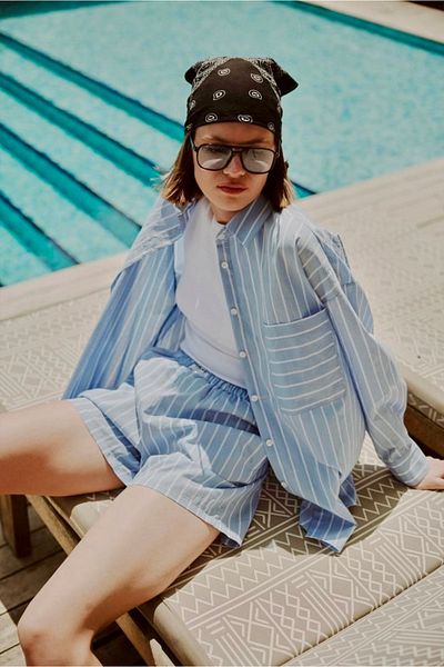 HandCo Striped Oversize Shirt Shorts Set |   Summer Double Set
