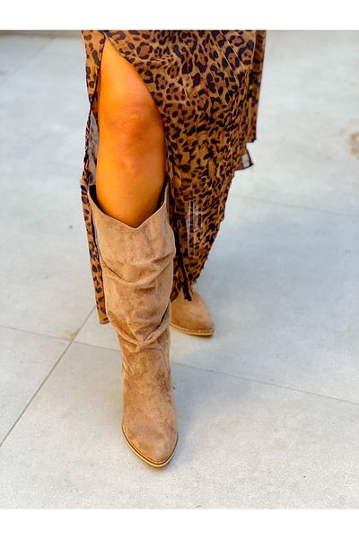 BERFONA Terry Mink Cowboy Suet 6 cm Heel Dallas Boots