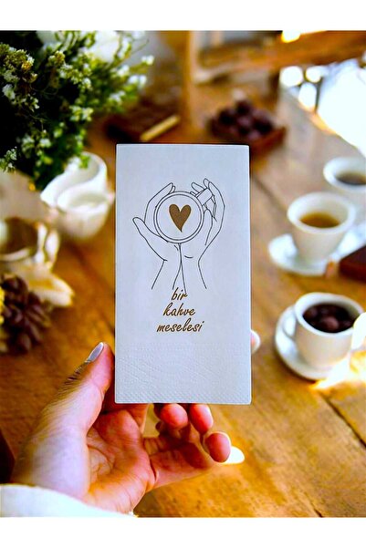 ART HEDİYE Çift Katlı 33x33 Garson Katlama Konuşan Sunum Peçete Bir Kahve Mes...