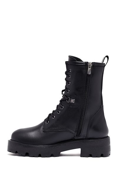 Derimod Women's Black Zippered Leather Boots 25Wfd186218