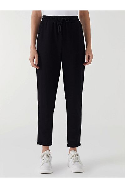 LC Waikiki Γυναικείο φούτερ LCW Modest Μαύρο ελαστικό στη μέση