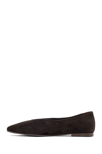 Derimod Women's Brown Suede Leather Ballerinas 25Afd184510