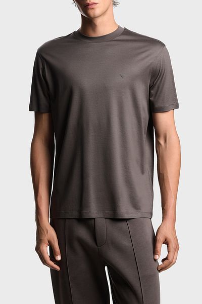 Emporio Armani Cotton Blend Regular Fit Crew Neck Logo t Shirt Men t Shirt Em003137 Af107