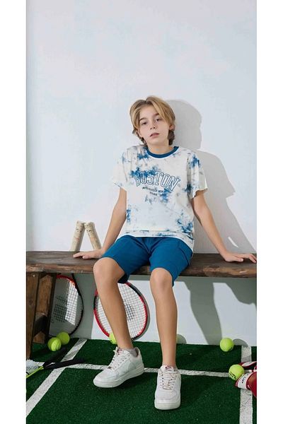 BUTİK1AVM Boys' Tracksuit Set 100% Cotton Does Not Sweat