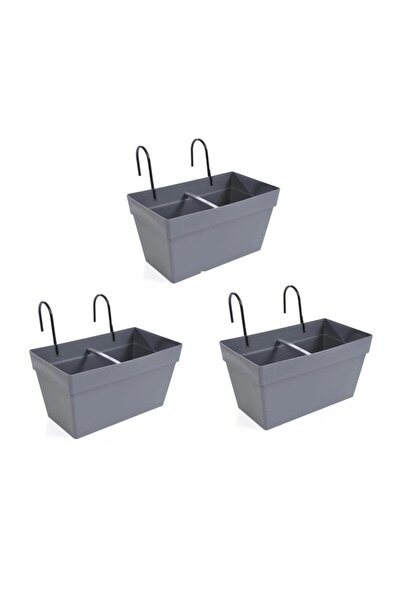 Omnipazar SO-YB01A Askılı Yalı Balkon Saksı 6.5 lt Antrasit 3 Adet