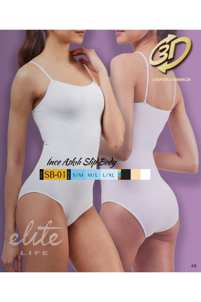 BENALİ Elite Li̇fe Thin Strap Padless Body Undershirt (3 Pcs)