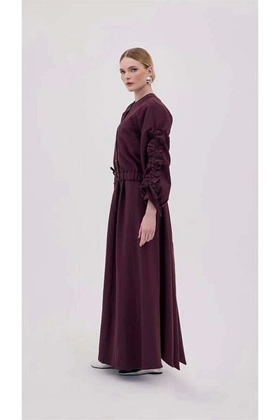 nedo7 Gathered Sleeves Jacket Dress Burgundy