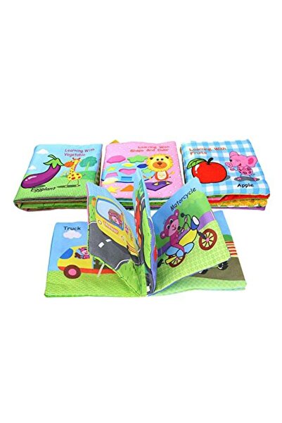 LIXADA مجموعة من 4 كتب تعليمية للأطفال مصنوعة من قماش غير سام وناعم مع صوت حفيف مجعد