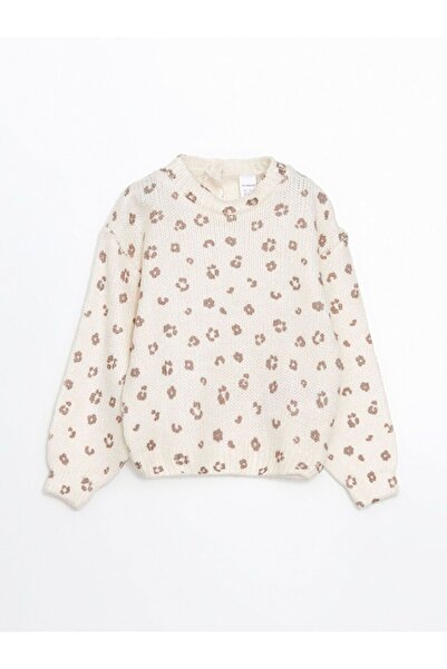 LC Waikiki Crew Neck Patterned Knitwear Girl's Sweater