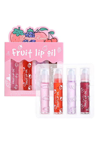 Dragon Ranee مجموعة زيت الشفاه اللامع بنكهة الفاكهة، مرطب شفاف غير لزج للعناي...