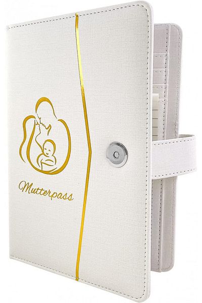 PillyBalla Copertă jurnal maternitate, piele, crem/auriu, 30,9 x 20,9 cm