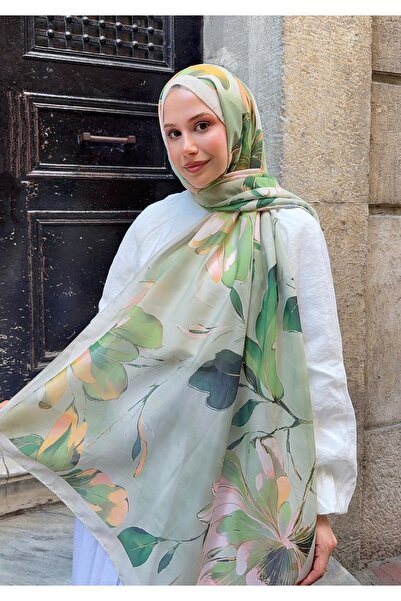 MODA Μαλακό σάλι με φυσική εμφάνιση σε απαλό παστέλ πράσινο χρώμα