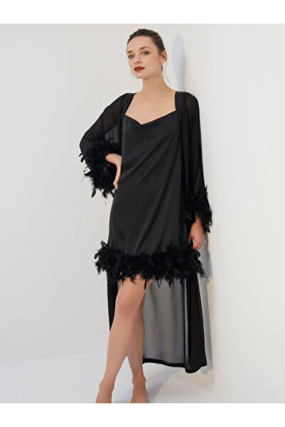 BONJOUR MADAME Σετ προίκας 6 τεμαχίων με φτερά BJM-1758 Μαύρο