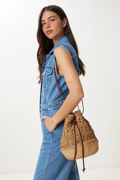 Lovelyİstanbul Straw Shoulder Bag Lfg0030 Beige