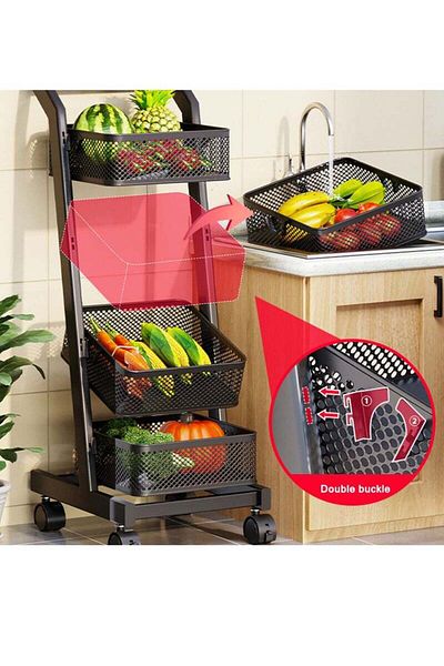 COOYA 4-Layer Storage Rack, Durable Metal Material, Flexible Movement with Wheels, Suitable for Kitchen