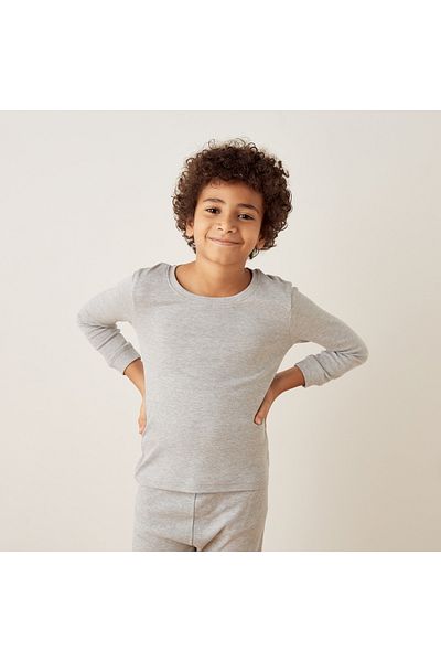 Juniors طقم تي شيرت وبيجامة حراري سادة