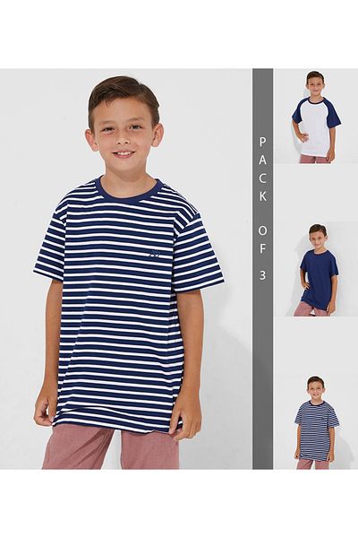 Aeropostale Aero Kids Boys Pack of 3 Short sleeves tshirt