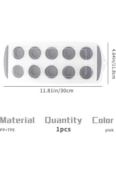 Taozoey ice cube tray with lid, plastic, gray, 30 x 12.5 x 2 cm