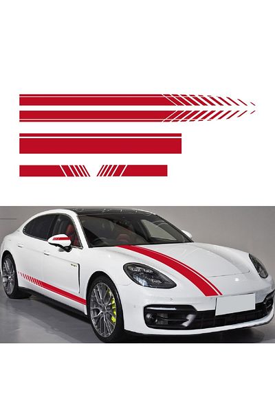 divendi-ro Set of 5 self-adhesive stickers Tuning model Racing Stripes V1" size 190 cm color Red"