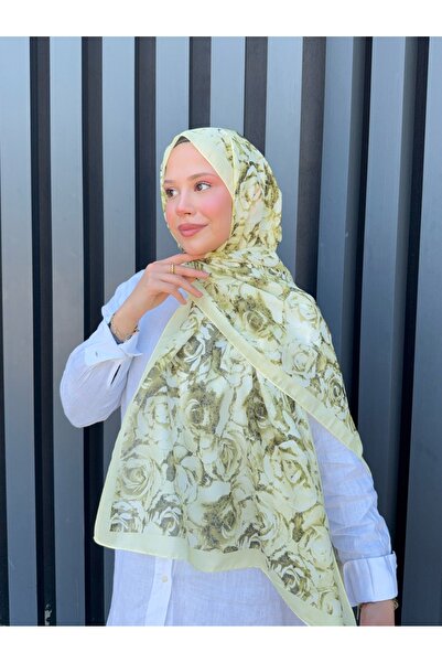 MODA Minelarp Lemon Yellow Rose Pattern Soft Shawl