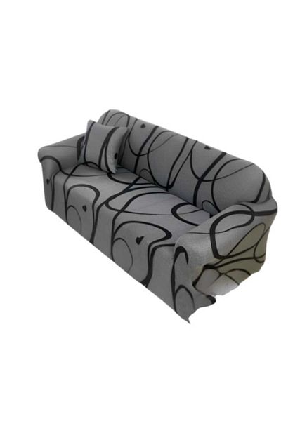JOJO HOME Elastic Sofa Cover, Jojo Home, Abstract Print, M-2 Seats, 140x180cm, Gray-Black