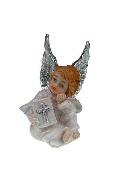 OEM Decoratiune din rasina, inger cu carte, 6x9 cm, alb, M2